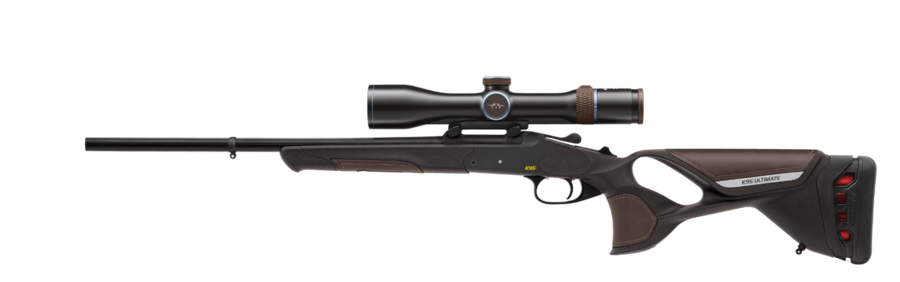 The K95 Ultimate Leather with optional recoil absorption system, scope Blaser 2.8–20x50 iC and mount